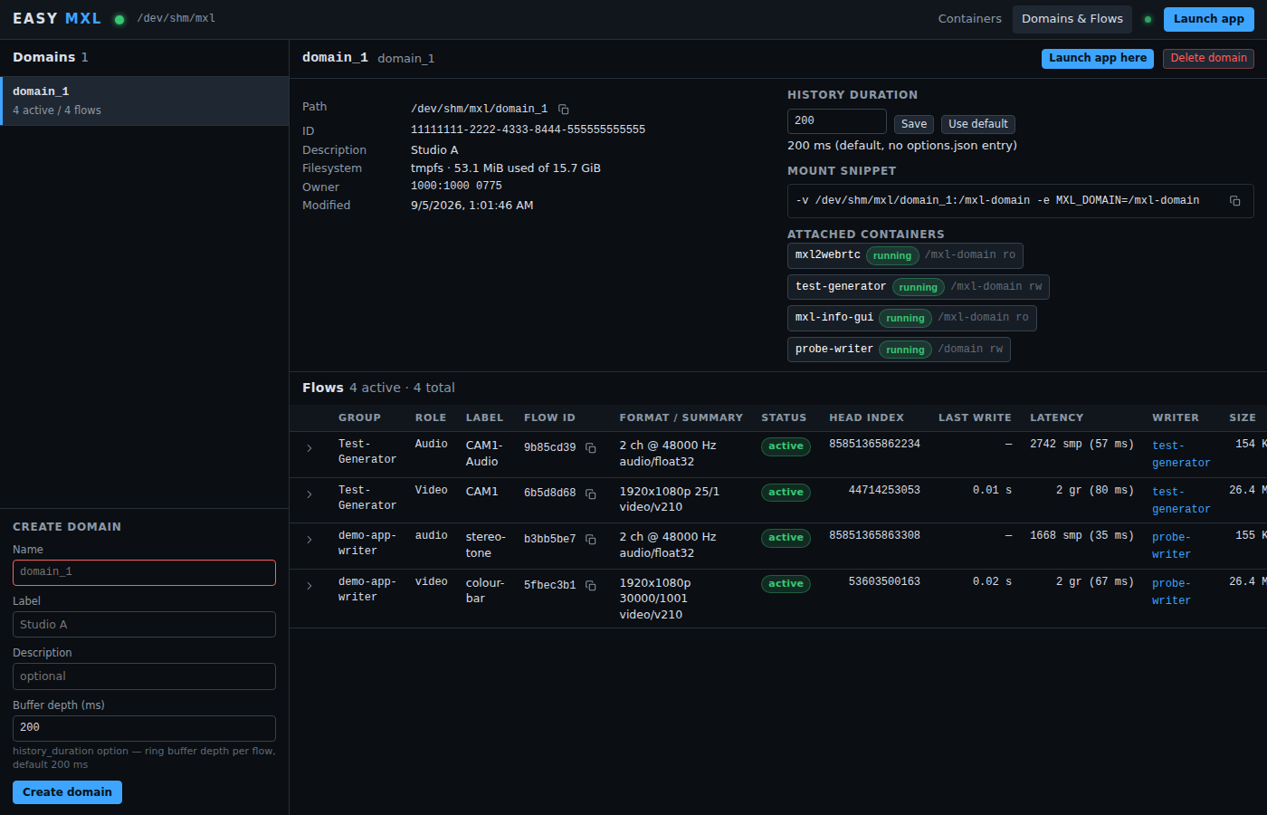 EASY MXL domains and flows